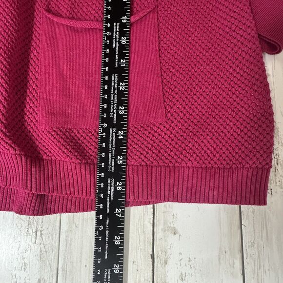KOKUN Womens  Size XL Knit Button Cardigan Long Sweater W/Pockets Cotton Magenta - Picture 11 of 14